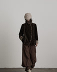 DOINDULGE Structured Embroidered Wide-Leg Trousers