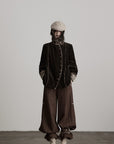 DOINDULGE Structured Embroidered Wide-Leg Trousers