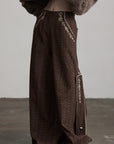 DOINDULGE Structured Embroidered Wide-Leg Trousers