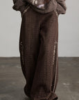 DOINDULGE Structured Embroidered Wide-Leg Trousers