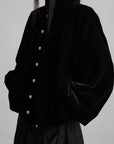 DOINDULGE Velvet Sculpted Jacket with Lace Collar & Antique Buttons
