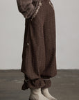 DOINDULGE Structured Embroidered Wide-Leg Trousers