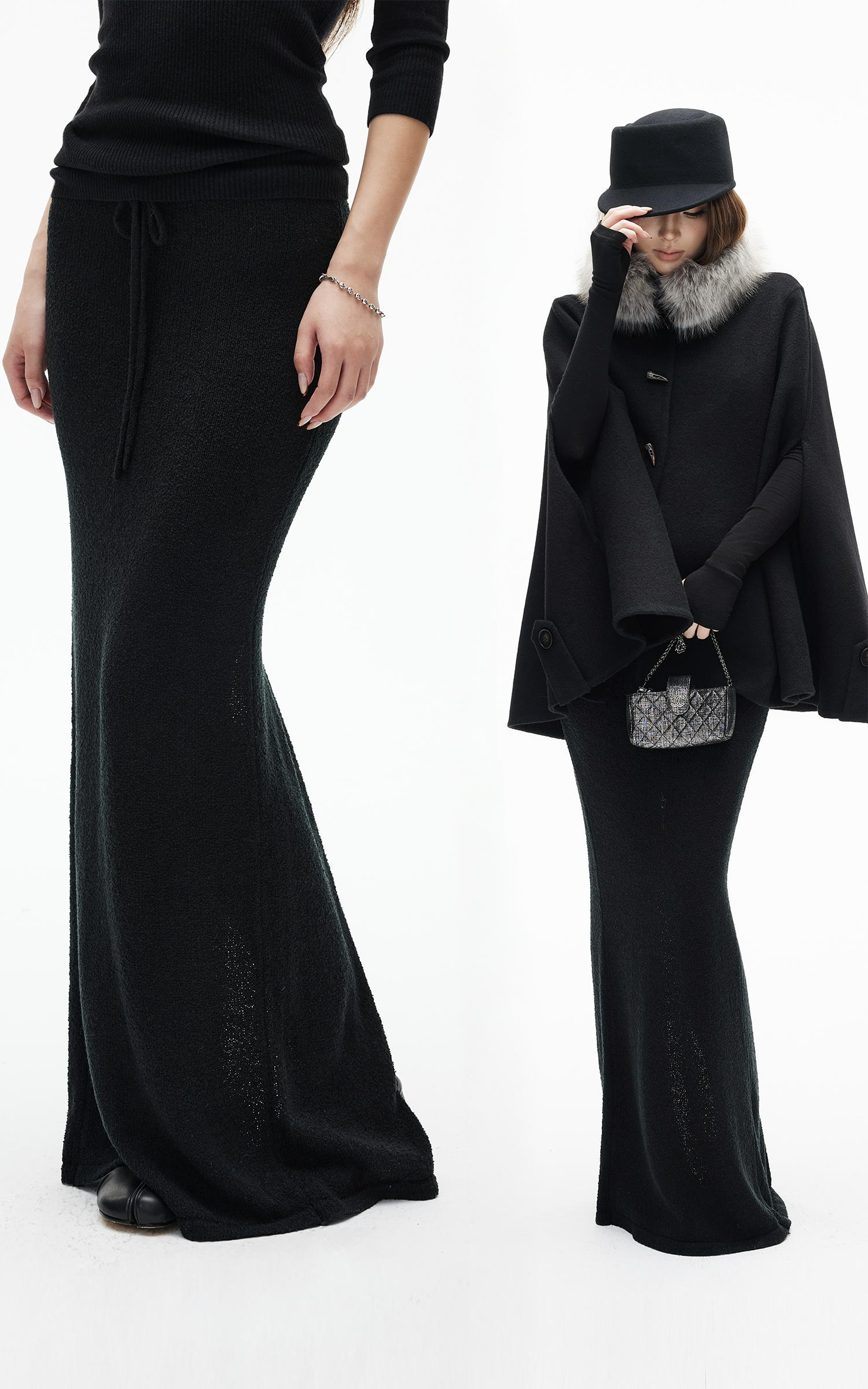 IAMXIAA Knit Maxi Skirt with Drawstring Waist & Back Slit – PINKPARKS