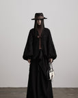 DOINDULGE Sculptural Cable-Knit Cardigan with Oversized Sleeves