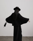 DOINDULGE Sculptural Cable-Knit Cardigan with Oversized Sleeves
