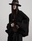 DOINDULGE Sculptural Cable-Knit Cardigan with Oversized Sleeves