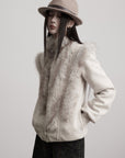 DOINDULGE Faux Fur-Panel Textured Jacket