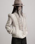 DOINDULGE Faux Fur-Panel Textured Jacket