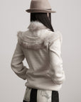 DOINDULGE Faux Fur-Panel Textured Jacket