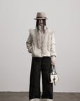 DOINDULGE Faux Fur-Panel Textured Jacket