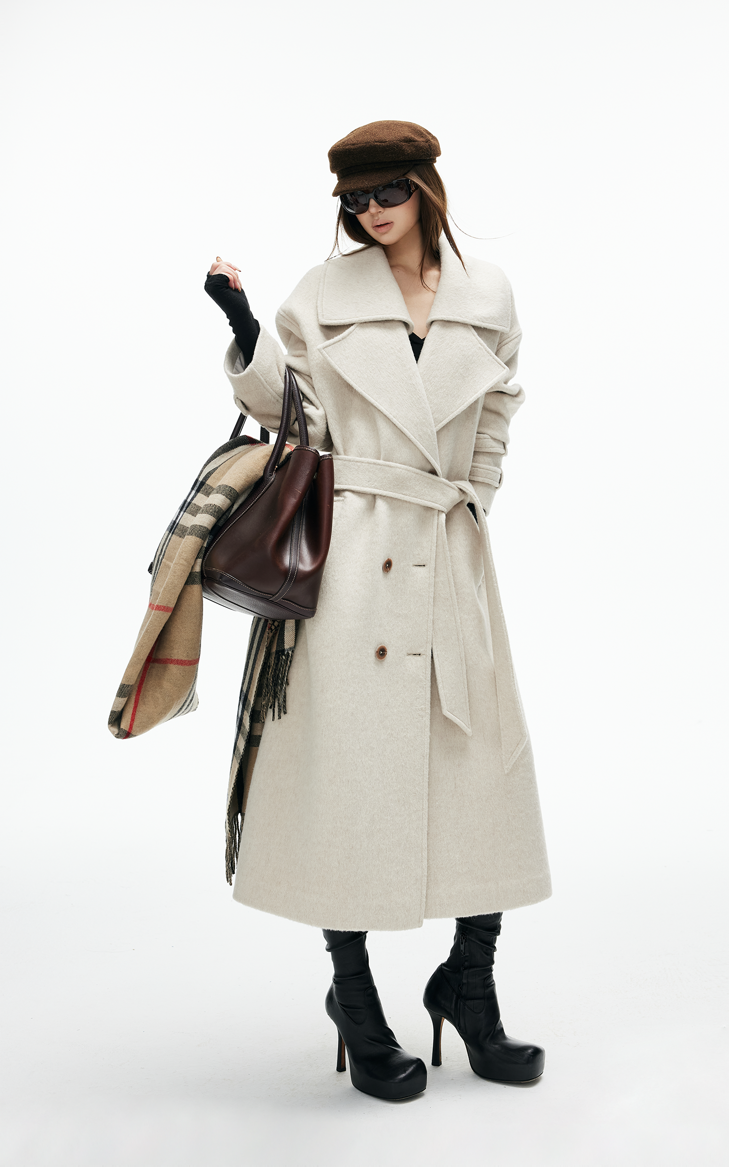 IAMXIAA Structured Wool-Blend Maxi Coat with Belted Silhouette