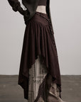 DOINDULGE Layered Asymmetric Skirt with Braided Rope Detail