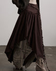 DOINDULGE Layered Asymmetric Skirt with Braided Rope Detail