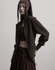 DOINDULGE Structured Wool Jacket with Raw-Edge Collar Detail
