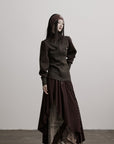 DOINDULGE Layered Asymmetric Skirt with Braided Rope Detail