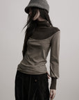 DOINDULGE Contrast-Panel Structured Long Sleeve Top