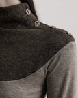 DOINDULGE Contrast-Panel Structured Long Sleeve Top