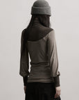 DOINDULGE Contrast-Panel Structured Long Sleeve Top