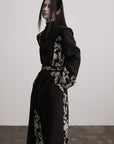 DOINDULGE Embroidered Asymmetric Long Coat