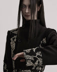 DOINDULGE Embroidered Asymmetric Long Coat