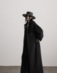 DOINDULGE Fringe-Detail Long Coat with Contrasting Patterned Lining