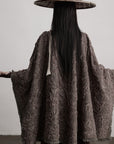 DOINDULGE Textured Jacquard Fringe Cloak