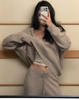 ROVENTE Cozy Rib Knit Hoodie & Wide-Leg Lounge Pants Set