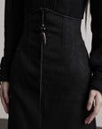 DOINDULGE High-Waist Structured Maxi Skirt with Contrast Hem
