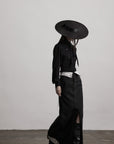 DOINDULGE High-Waist Structured Maxi Skirt with Contrast Hem