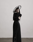 DOINDULGE High-Waist Structured Maxi Skirt with Contrast Hem