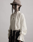 DOINDULGE Textured Gathered Sleeve Blouse