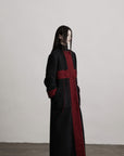 DOINDULGE Wool-Blend Contrast Panel Long Coat