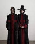 DOINDULGE Wool-Blend Contrast Panel Long Coat