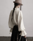 DOINDULGE Textured Gathered Sleeve Blouse