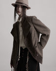 DOINDULGE Asymmetric Wool-Blend Structured Jacket