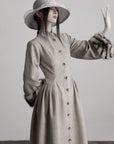 DOINDULGE Sculptural Long Coat with Faux-Fur Cuffs
