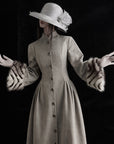 DOINDULGE Sculptural Long Coat with Faux-Fur Cuffs
