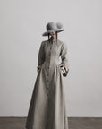 DOINDULGE Sculptural Long Coat with Faux-Fur Cuffs