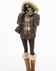 IAMXIAA Faux-Fur Hood Glossy Down Jacket