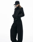 IAMXIAA Ribbed Wide Leg Casual Pants