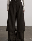 DOINDULGE Layered Pinstripe Wide-Leg Trousers