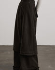 DOINDULGE Layered Pinstripe Wide-Leg Trousers