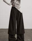 DOINDULGE Layered Pinstripe Wide-Leg Trousers