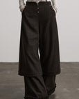 DOINDULGE Layered Pinstripe Wide-Leg Trousers