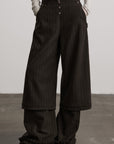 DOINDULGE Layered Pinstripe Wide-Leg Trousers