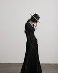 DOINDULGE Textured Ruched Deconstructed Long Sleeve T-Shirt