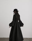 DOINDULGE Deconstructed High-Neck Balloon Sleeve Long Coat