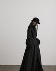 DOINDULGE Deconstructed High-Neck Balloon Sleeve Long Coat