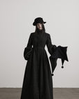 DOINDULGE Deconstructed High-Neck Balloon Sleeve Long Coat