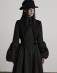 DOINDULGE Deconstructed High-Neck Balloon Sleeve Long Coat